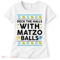  Deck The Halls With Matzo Balls Ugly Hanukkah Happy Jewish  Women's T-Shirt thumb 0
