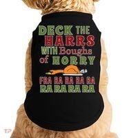 Deck The Harrs Fra Ra Ra Funny Turkey Doggie Tank thumb 0