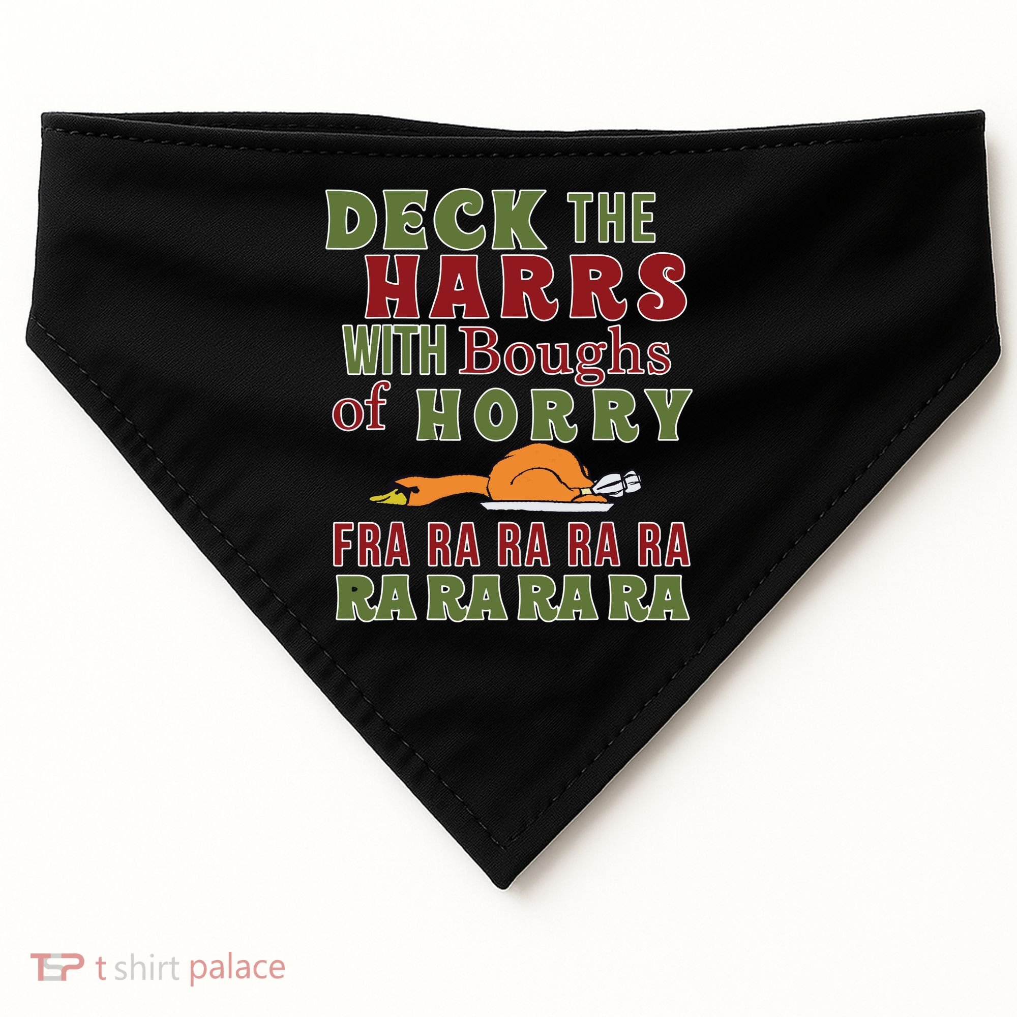Deck The Harrs Fra Ra Ra Funny Turkey USA-Made Doggie Bandana
