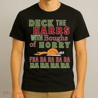 Deck The Harrs Fra Ra Ra Funny Turkey T-Shirt thumb 3