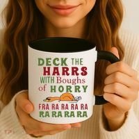 Deck The Harrs Fra Ra Ra Funny Turkey Coffee Mug thumb 3