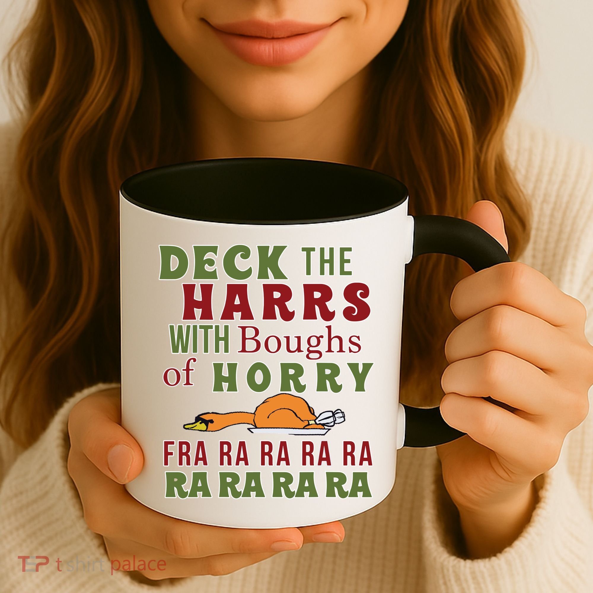 Deck The Harrs Fra Ra Ra Funny Turkey Coffee Mug