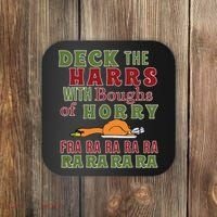 Deck The Harrs Fra Ra Ra Funny Turkey Coaster thumb 0
