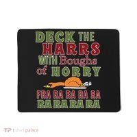 Deck The Harrs Fra Ra Ra Funny Turkey Mousepad thumb 0