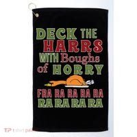 Deck The Harrs Fra Ra Ra Funny Turkey Golf Towel thumb 0