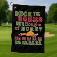 Deck The Harrs Fra Ra Ra Funny Turkey Golf Towel thumb 1