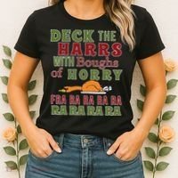 Deck The Harrs Fra Ra Ra Funny Turkey Women's T-Shirt thumb 2