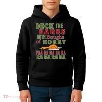 Deck The Harrs Fra Ra Ra Funny Turkey Kids Hoodie thumb 4