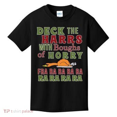 Deck The Harrs Fra Ra Ra Funny Turkey Kids T-Shirt