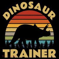 Dinosaur Trainer Halloween Costume Retro Sunset Dino Outline Stripe Pom Pom Beanie thumb 2