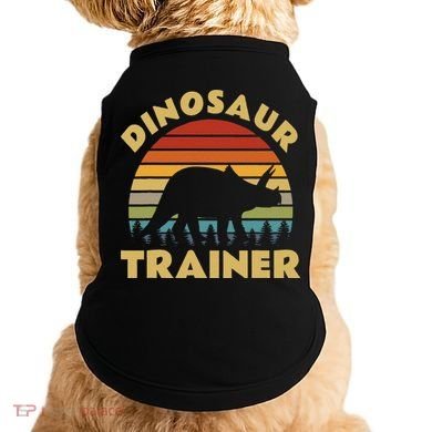 Dinosaur Trainer Halloween Costume Retro Sunset Dino Outline Doggie Tank