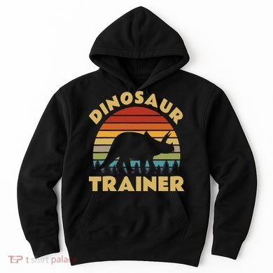 Dinosaur Trainer Halloween Costume Retro Sunset Dino Outline Hoodie