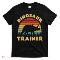 Dinosaur Trainer Halloween Costume Retro Sunset Dino Outline T-Shirt thumb 0