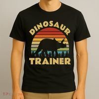 Dinosaur Trainer Halloween Costume Retro Sunset Dino Outline T-Shirt thumb 3