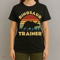 Dinosaur Trainer Halloween Costume Retro Sunset Dino Outline T-Shirt thumb 4