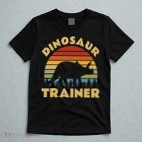 Dinosaur Trainer Halloween Costume Retro Sunset Dino Outline T-Shirt thumb 5