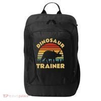 Dinosaur Trainer Halloween Costume Retro Sunset Dino Outline City Backpack thumb 0