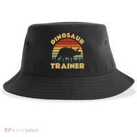 Dinosaur Trainer Halloween Costume Retro Sunset Dino Outline Sustainable Bucket Hat thumb 0