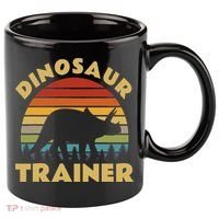 Dinosaur Trainer Halloween Costume Retro Sunset Dino Outline 11oz C Handle Ceramic Mug thumb 0