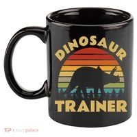 Dinosaur Trainer Halloween Costume Retro Sunset Dino Outline 11oz C Handle Ceramic Mug thumb 2