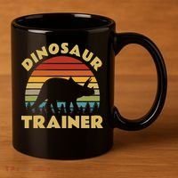 Dinosaur Trainer Halloween Costume Retro Sunset Dino Outline 11oz C Handle Ceramic Mug thumb 3