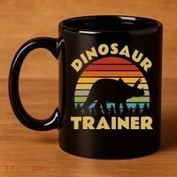 Dinosaur Trainer Halloween Costume Retro Sunset Dino Outline 11oz C Handle Ceramic Mug thumb 4