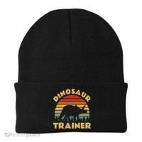 Dinosaur Trainer Halloween Costume Retro Sunset Dino Outline Beanie thumb 0
