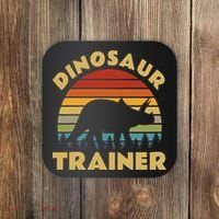 Dinosaur Trainer Halloween Costume Retro Sunset Dino Outline Coaster thumb 0