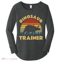 Dinosaur Trainer Halloween Costume Retro Sunset Dino Outline Women's Perfect Tri Tunic Long Sleeve Shirt thumb 0