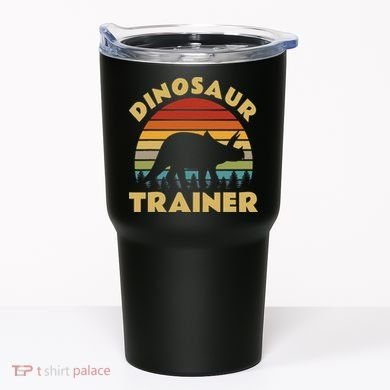 Dinosaur Trainer Halloween Costume Retro Sunset Dino Outline Tumbler