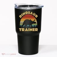 Dinosaur Trainer Halloween Costume Retro Sunset Dino Outline Tumbler thumb 0