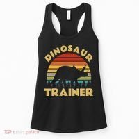 Dinosaur Trainer Halloween Costume Retro Sunset Dino Outline Women's Tank Top thumb 0