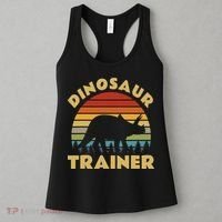 Dinosaur Trainer Halloween Costume Retro Sunset Dino Outline Women's Tank Top thumb 3