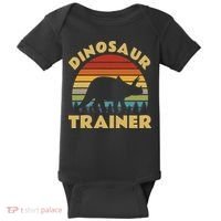 Dinosaur Trainer Halloween Costume Retro Sunset Dino Outline Baby Bodysuit thumb 0