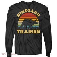 Dinosaur Trainer Halloween Costume Retro Sunset Dino Outline Tie-Dye Long Sleeve Shirt thumb 0