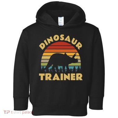 Dinosaur Trainer Halloween Costume Retro Sunset Dino Outline Toddler Hoodie