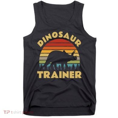 Dinosaur Trainer Halloween Costume Retro Sunset Dino Outline Tank Top