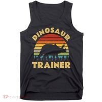 Dinosaur Trainer Halloween Costume Retro Sunset Dino Outline Tank Top thumb 0