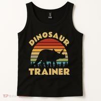 Dinosaur Trainer Halloween Costume Retro Sunset Dino Outline Tank Top thumb 2