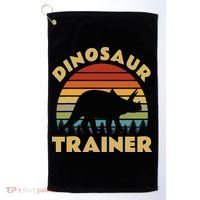 Dinosaur Trainer Halloween Costume Retro Sunset Dino Outline Golf Towel thumb 0