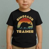 Dinosaur Trainer Halloween Costume Retro Sunset Dino Outline Toddler T-Shirt thumb 2