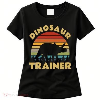Dinosaur Trainer Halloween Costume Retro Sunset Dino Outline Women's T-Shirt