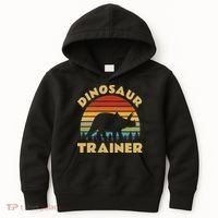 Dinosaur Trainer Halloween Costume Retro Sunset Dino Outline Kids Hoodie thumb 0