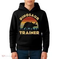 Dinosaur Trainer Halloween Costume Retro Sunset Dino Outline Kids Hoodie thumb 4