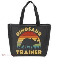 Dinosaur Trainer Halloween Costume Retro Sunset Dino Outline Tote Bag thumb 0