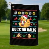 Duck The Halls Funny Ugly Christmas Sweater Meme Gift Cute Gift Golf Towel thumb 1