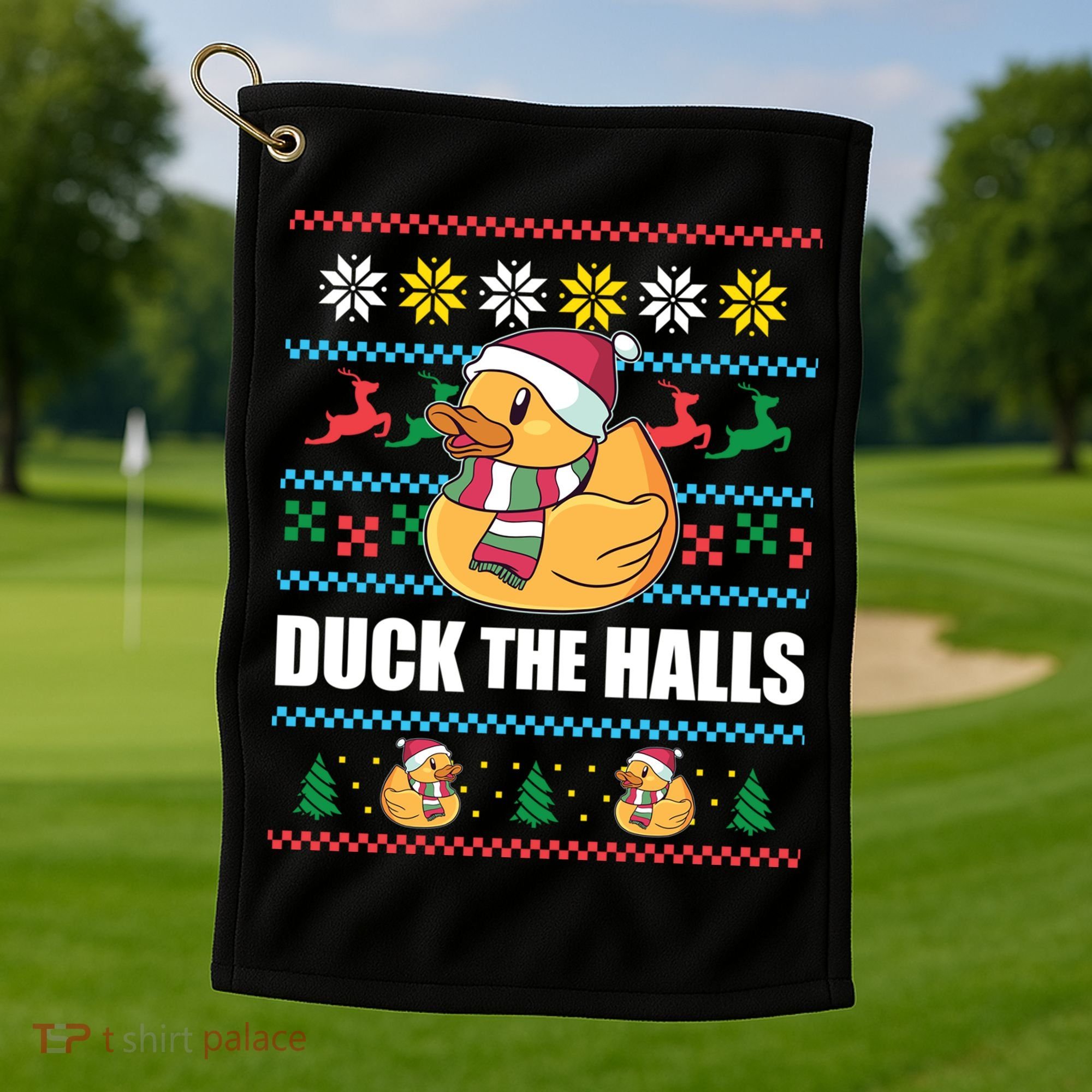 Duck The Halls Funny Ugly Christmas Sweater Meme Gift Cute Gift Golf Towel