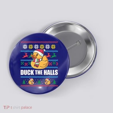 Duck The Halls Funny Ugly Christmas Sweater Meme Gift Cute Gift Button
