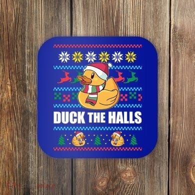 Duck The Halls Funny Ugly Christmas Sweater Meme Gift Cute Gift Coaster