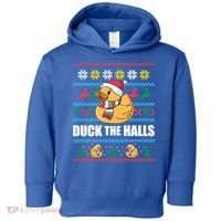 Duck The Halls Funny Ugly Christmas Sweater Meme Gift Cute Gift Toddler Hoodie thumb 0